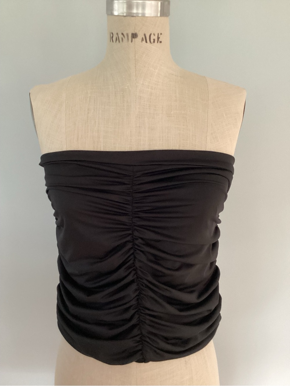 Missguided + Black Ruched Tube Top Size Large